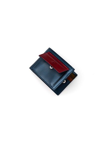 HELMBROOK Ανδρικό πορτοφόλι Rigby από γνήσιο δέρμα Navy Blue-Claret Red με σχέδιο τσέπης πολλαπλών θέσεων Rfid Protect