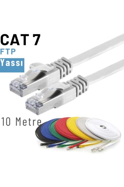 IRENIS Cat7 Yassı Beyaz Ftp Ethernet Network Kablosu 10 m