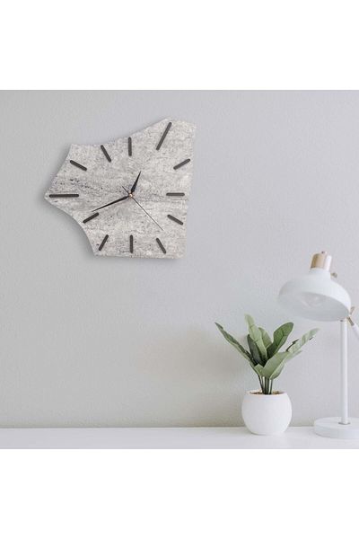 CajuArt Decorative Asymmetrical Shaped Marble Patterned Modern Wooden Wall Clock
