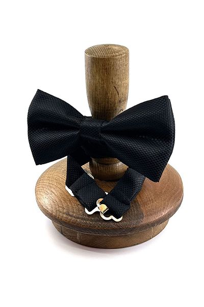 La Pescara Black Self Patterned Bow Tie P488