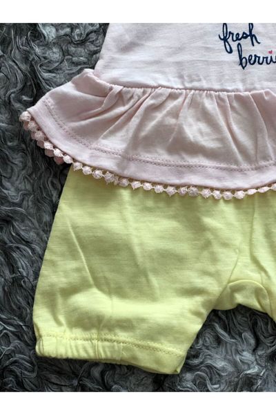 BEREKET BABY 0-9 Months Baby Rompers - Salmon and Ecru Color, Monthly Age Group