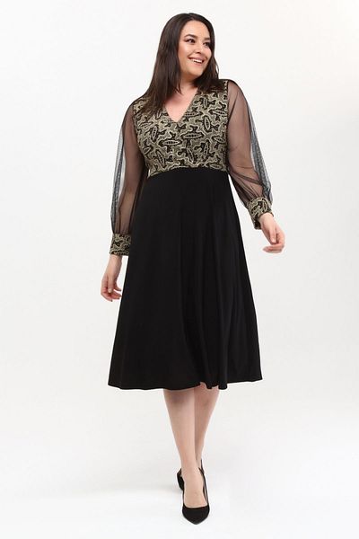 Asees Medium Size Double Breasted Collar Sleeves Tulle Dress