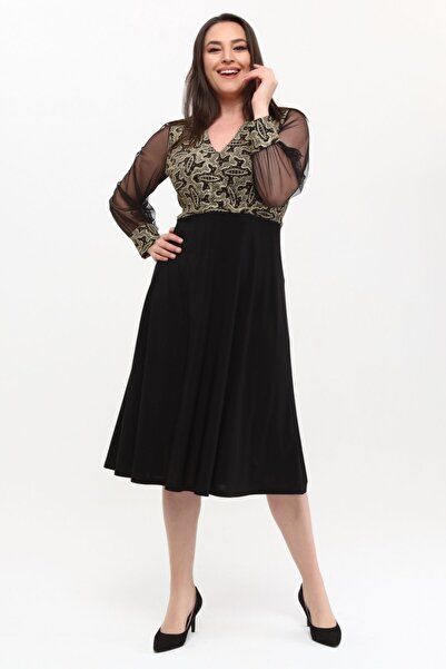 Asees Φόρεμα από τούλι με διπλό γιακά με μανίκια μεσαίου μεγέθους