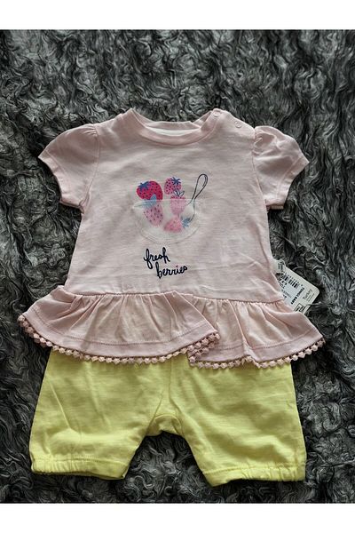 BEREKET BABY 0-9 Months Baby Rompers - Salmon and Ecru Color, Monthly Age Group