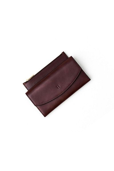 HELMBROOK Ashley Women's - Brown Leather, Zipper and Rfid Protection Wallet