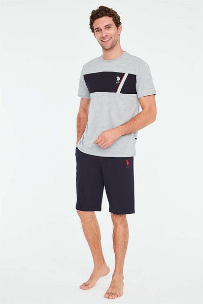 U.S. Polo Assn. Us Polo Assn. 18663 - Men's Gray Melange T-Shirt and Shorts Pajama Set