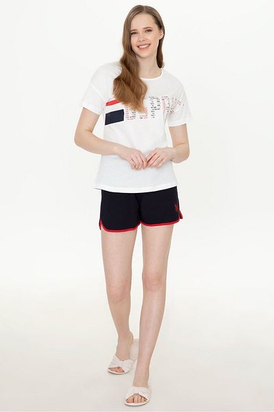 U.S. Polo Assn. طقم شورت تي شيرت إكرو للسيدات
