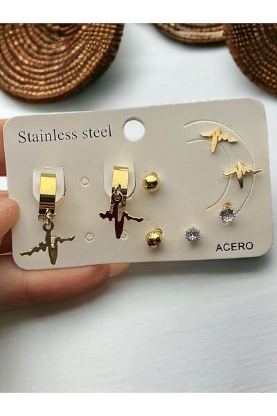 MAT STORE GOLD COLOR MULTI STEEL EARRINGS