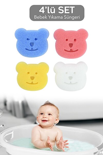 Meleni Baby Bebek Ayıcık Banyo Süngeri 4'lü Paket