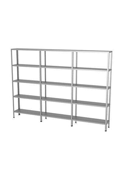 akdenizrack 31x93 5 Katlı 3'lü Civatalı Çelik Depo Rafı & Ardiye Rafı