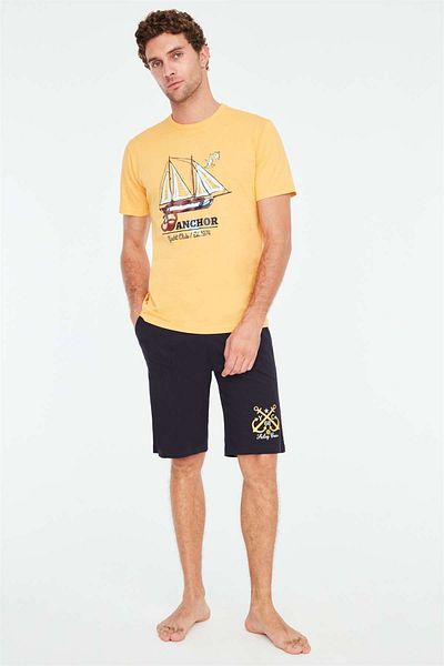 Mod Collection 3834 Ανδρικές κίτρινες πιτζάμες και σορτς