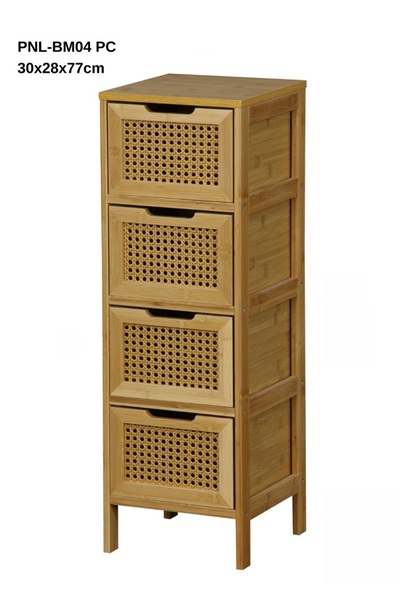 PANALI Panalı Bambu Rattan 4 Çekmeceli Dolap BM04