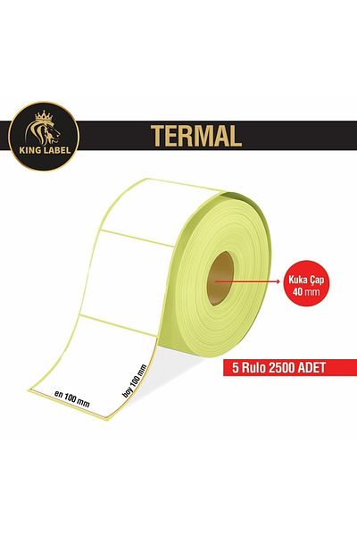KİNG LABEL ملصق باركود حراري 100x100 5 لفات 500 لفات