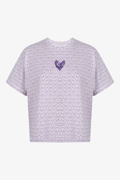 koza iç giyim Set de pantaloni scurti de damă din bumbac cu mânecă scurtă, cu model de inimă violet