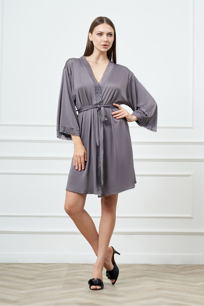 GIONA Combed Cotton Micro Fabric Nightgown and Dressing Gown Set