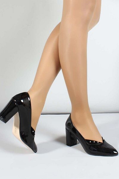 FAST STEP Black Patent Leather Women's High Heel Shoes 961za556