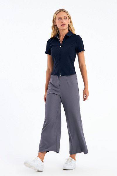 STELLA PULVIS Gray Collar High Waist Culotte Trousers