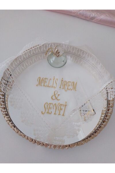 Melik özel Söz&Nişan tepsisi mendili kişiye özel nakışlı