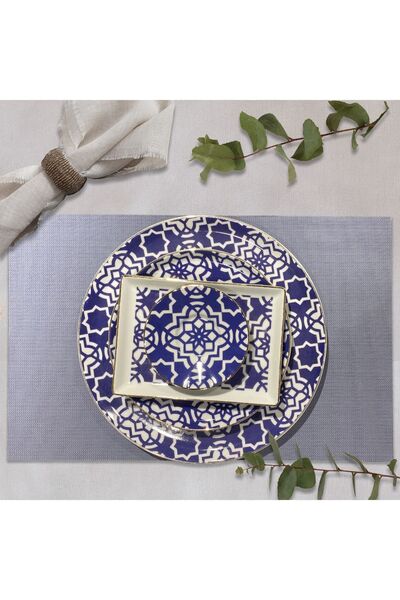 RossaHome روسا 8 قطع خدمة أمريكية - اللون الأزرق والرمادي 30*45