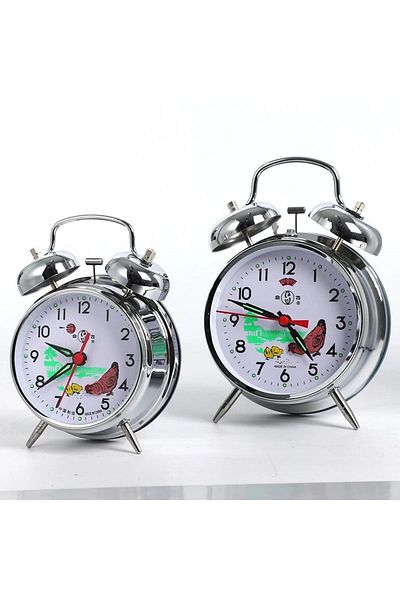 Sarego Nostalgic Table Clock All Metal Design Wind-Up Mega Size Clock with Bell Alarm and Chicken