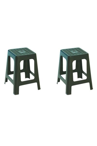 Papatya Mercan Plastik Tabure - Bahçe Balkon Taburesi Yeşil (2 ADET)