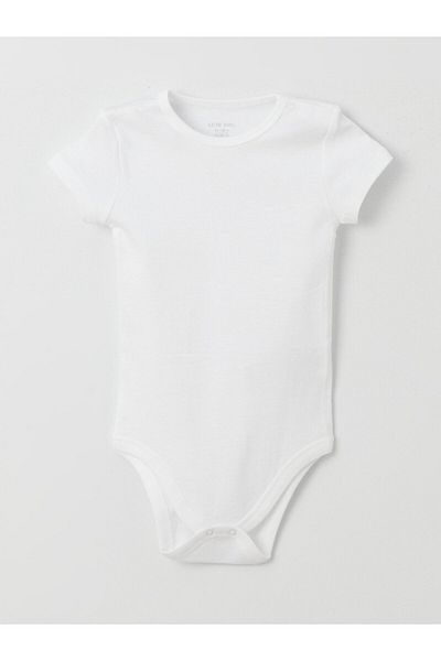 LC Waikiki Ecru Crew Neck Basic Baby Boy Snap Body 2-Pack