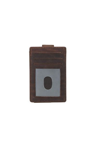 Contact’S Мъжки картодържател Elicona от естествена кожа, кафяв, с RFID защита от безконтактни транзакции