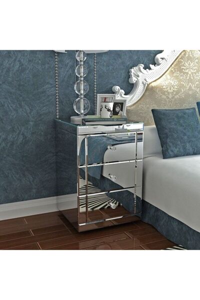 Gençtürk Luxury Beyaz Aynalı Komidin En 45 Cm Derinlik 45 Cm Yükseklik 65cm