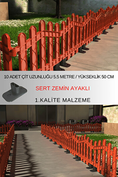 ZiDi Plastik Dekoratif Plastik Alan Oluşturma Ve Bahçe Çiti 10 Adet Çit (Y: 5...