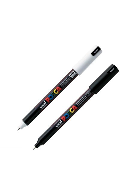 Uni Posca PC-1mr Painting Marker 0.7 Mm White + Black