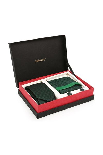 Brianze Green Tie Gift Set - Cufflinks Kmk-19