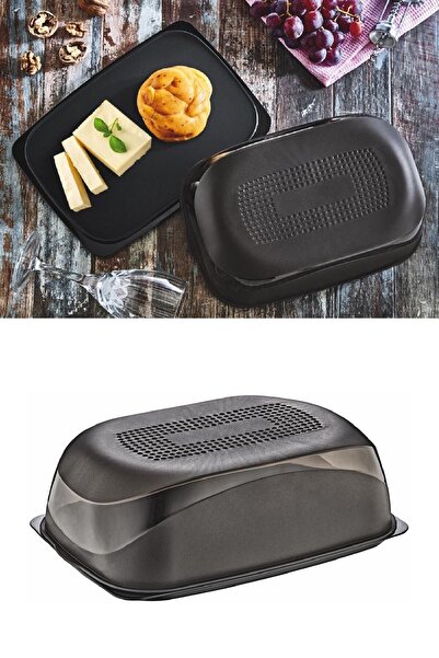 Vienev 3-Piece Serving Serving Plate with Lid - Bread and Catering Plate Anthracite
