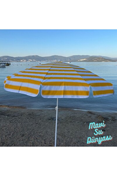 mavi su dünyası Plaj Şemsiyesi (Pamuk Kumaş) Sarı Renk Deniz, Balkon, Bahçe (...