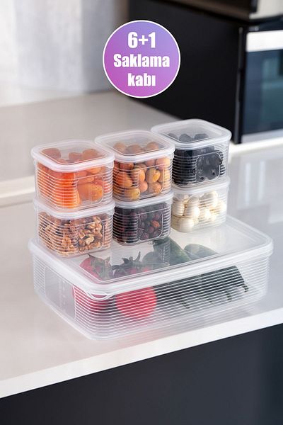 emir home shop 7 Pieces Leak Proof Airtight Storage Container Set Breakfast Picnic Set Refrigerator Freezer Organizer