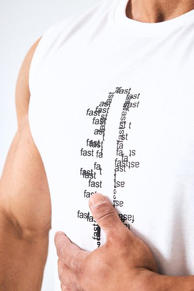 FAST EFFECT WEAR قميص داخلي من الخلف والأمام مع طباعة "ختم" منقوشة