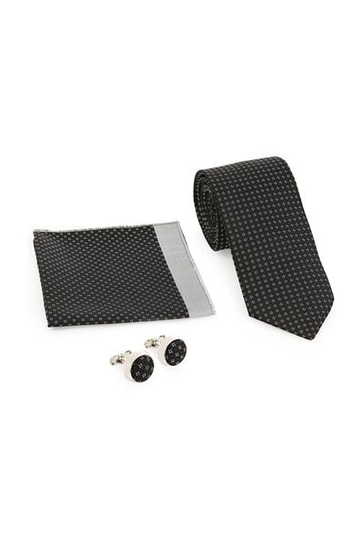 Brianze Gift Black Tie Cufflinks Set - Kmk-17