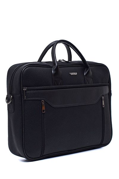 Cambridge Polo Club Black Faux Leather Briefcase - Plevr50092-s
