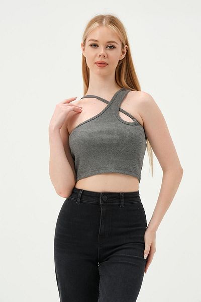 QUHOX Γυναικείο λουράκι Crop Camisole Γκρι