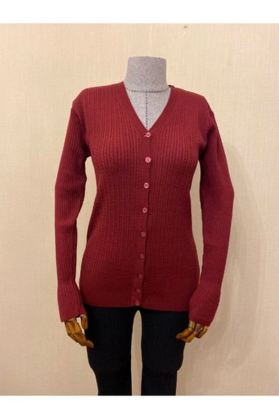 TEK Knitwear Cardigan / Claret Red