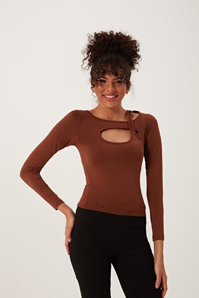 QUHOX Γυναικείο μπλουζάκι Allegro Καφέ