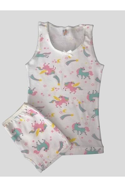 elmas kids Girl's Cotton Colorful Unicorn Patterned Athlete Boxer Set