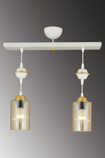 SONSUZ AYDINLATMA&AVİZE Row of White 2-Piece Pipe Glass Downward-Facing Luxury Chandelier