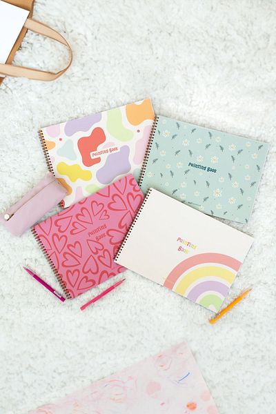 Matt Notebook مجموعة من 4 كتب صور بحجم 25x35، 20 ورقة، حجم كبير 150 جرام