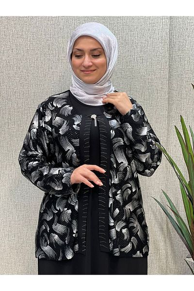 Butik büyük beden Jacquard Sandy - Comfortable Dress with Jacket