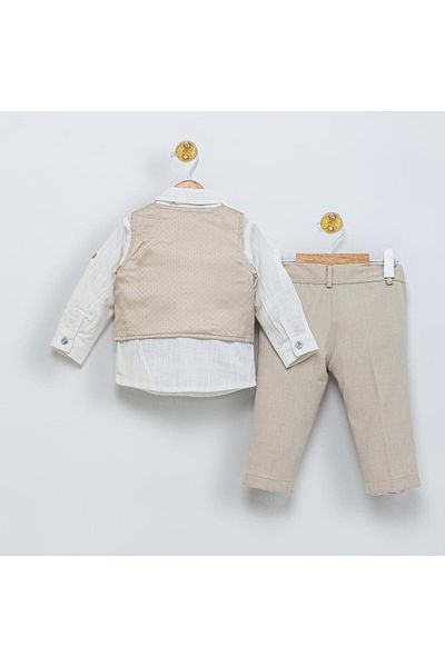 Babydola 1-5 Years Old Bow Tie Vest Shirt Pants Holiday Children's Suit Set of 4 15051