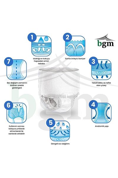 bgm Prosafe Adult Patient Diapers - Size L 30 Pieces Absorbent Panties (1 Pack)