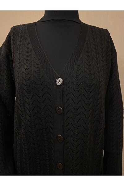 TEK Merserize Anne Uzun Hırka / Siyah