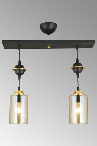 SONSUZ AYDINLATMA&AVİZE Row of Black 2-Piece Pipe Glass Downward Facing Luxury Chandelier