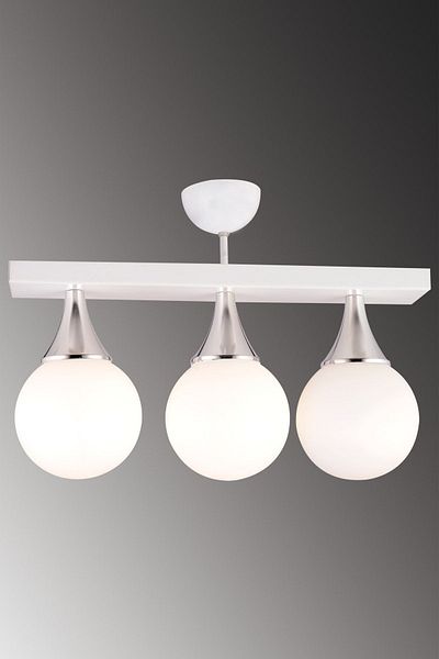 SONSUZ AYDINLATMA&AVİZE White 3 Row Plafonier White Glop Top Glass Chrome Downward Facing Luxury Chandelier