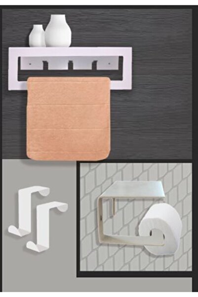 Generic Brand White Metal Towel Holder with Hanger and Toilet Paper Holder Se...